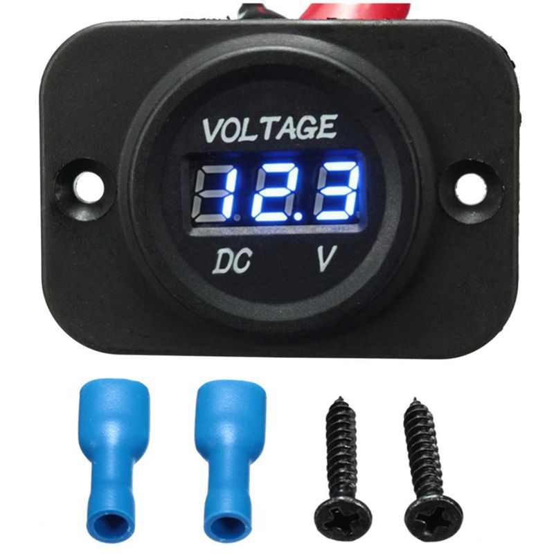 12 V-24 V Waterdichte Auto Motorfiets Led Digitale Display Voltmeter Voltage Meter Zwart