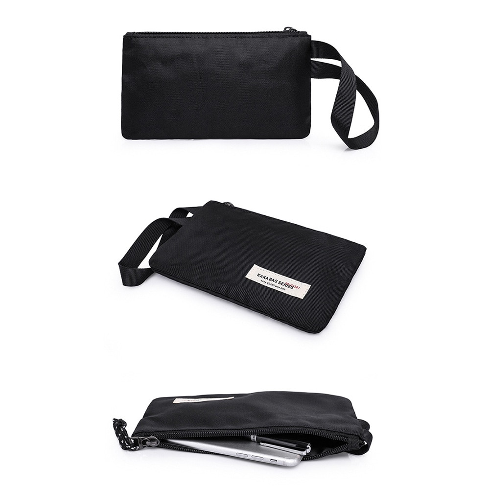 Man Small Phone Holder Envelope Bag Simple Pouch Clutch Zipper Canvas Casual