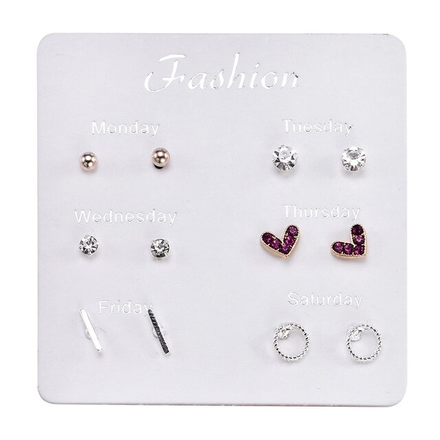 12~36 Pairs Women Girls Resin Plastic Crystal Diamante Flower Stud Earrings Set Random Style Gold Color Jewelry: Blue white zinc plated