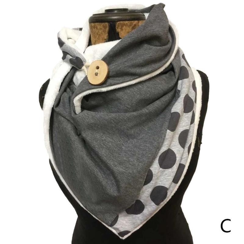 Femmes hiver épaissir grande écharpe surdimensionnée avec bouton crochet couleur unie côtelé Triangle châle bavoir: C