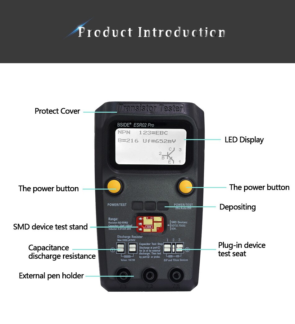 Digital Multimeter Analog Tester True RMS SMD Component Multi Metro DIY Transistor Crystal Capacitor NCV Testers ESR Meter