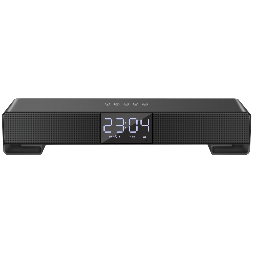 TOPROAD Touch Wireless Soundbar Dual Bass Stereo Bluetooth Speaker Support LCD Display Clock Handfree Radio Boombox for PC Phone: black no retail box