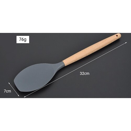 8 Soorten Zwarte Siliconen Hout Spatel hittebestendig Soeplepel non-stick Speciale Koken Schop Voor Keuken gereedschap 10100C: Small Shovel