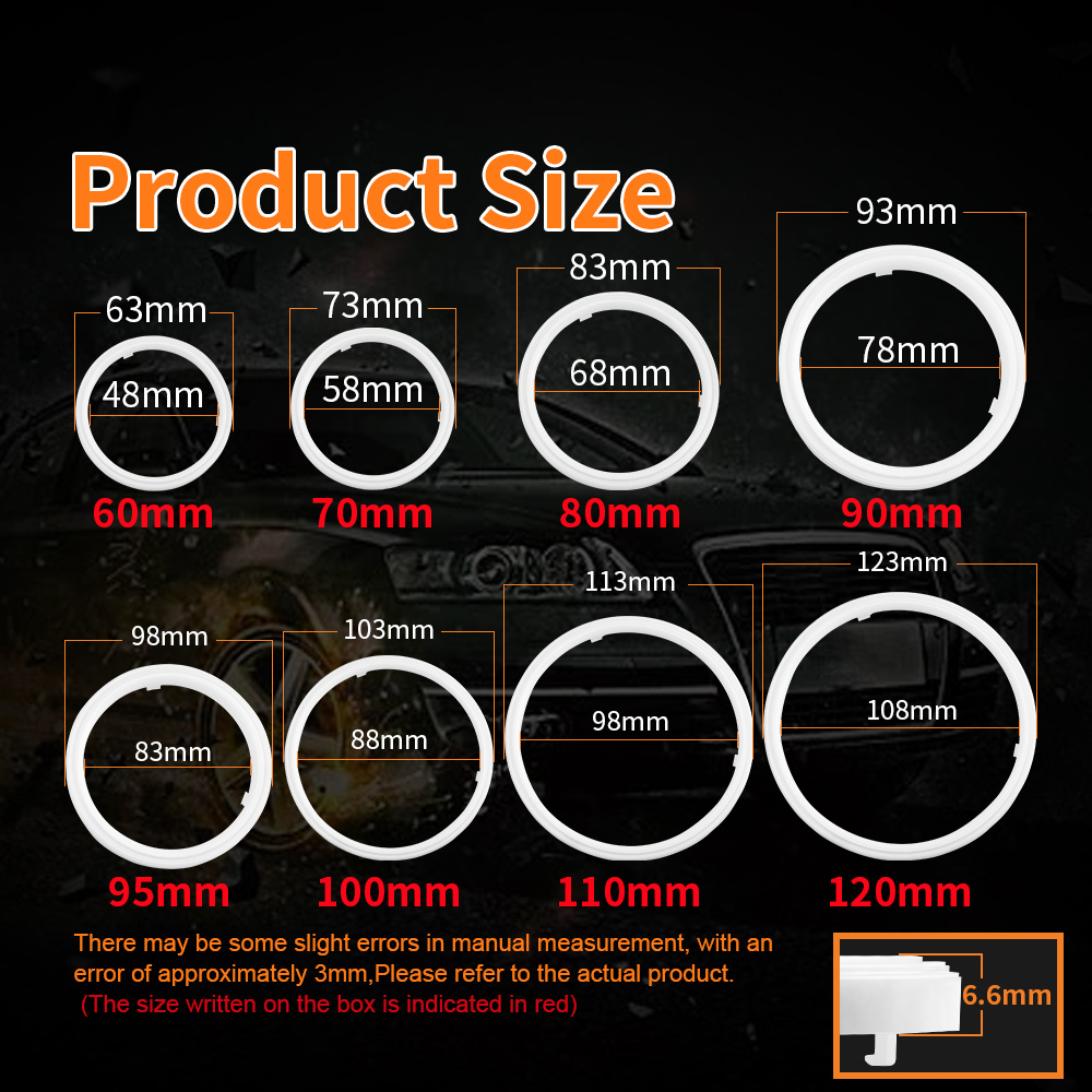 2PCS RGB Cotton LED Angel Eyes Halo Rings 60mm 70mm 80mm LED Headlight Lamps For Car UTV Motorcycle DRL Eyes APP Control 12V 24V