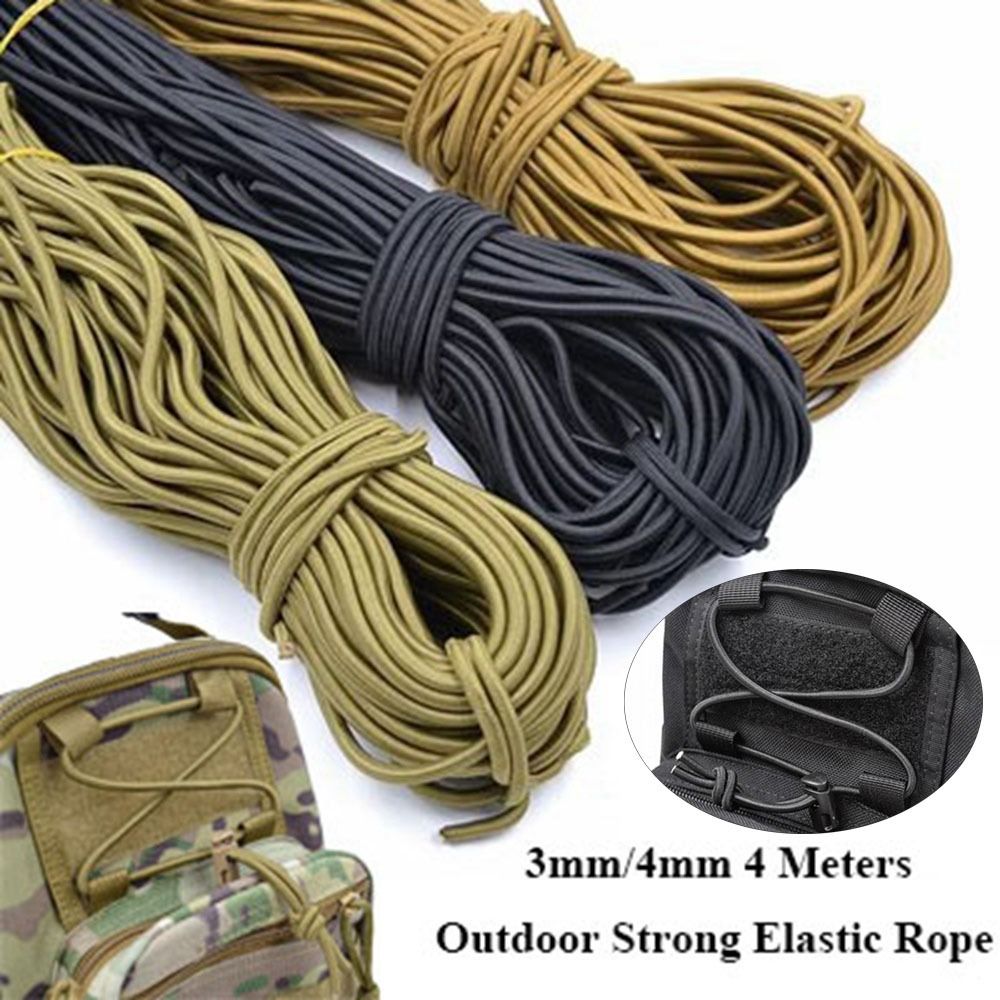 Cuerda elástica fuerte para exteriores, 3mm/4mm, 4M, 4 colores, banda de goma, costura, artesanía de ropa para accesorios de mochila DIY