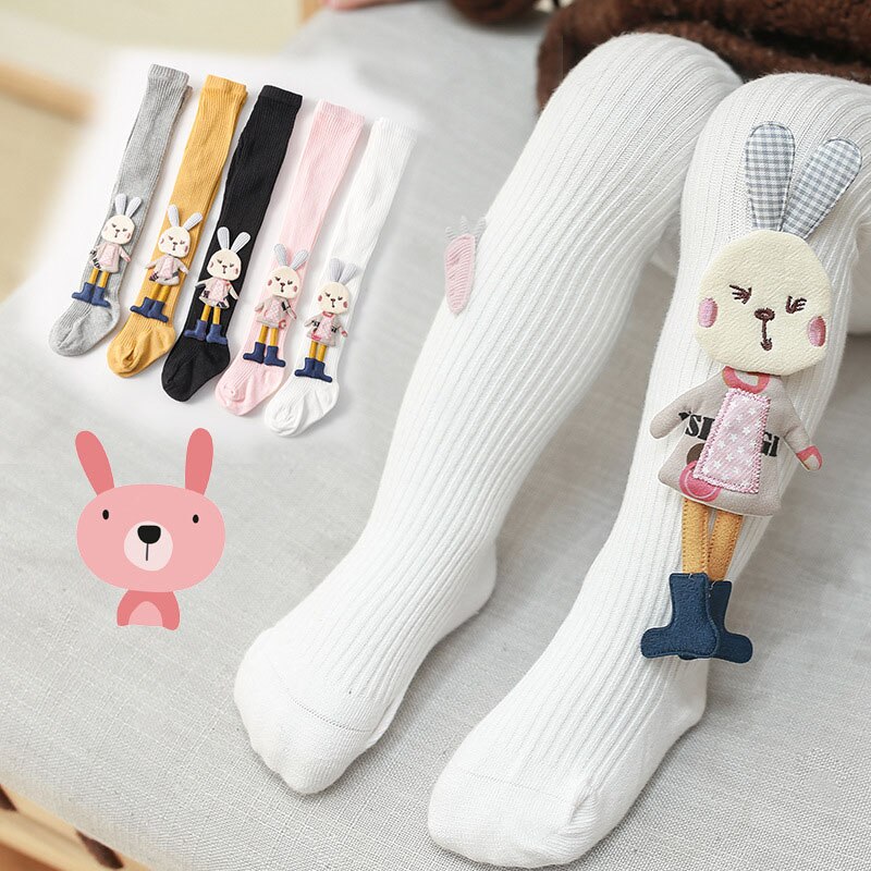 Niedliche strumpfhose mit hasenmotiv für mädchen, herbst/Winter, aus baumwolle, weich und elastisch, für neugeborene und babys