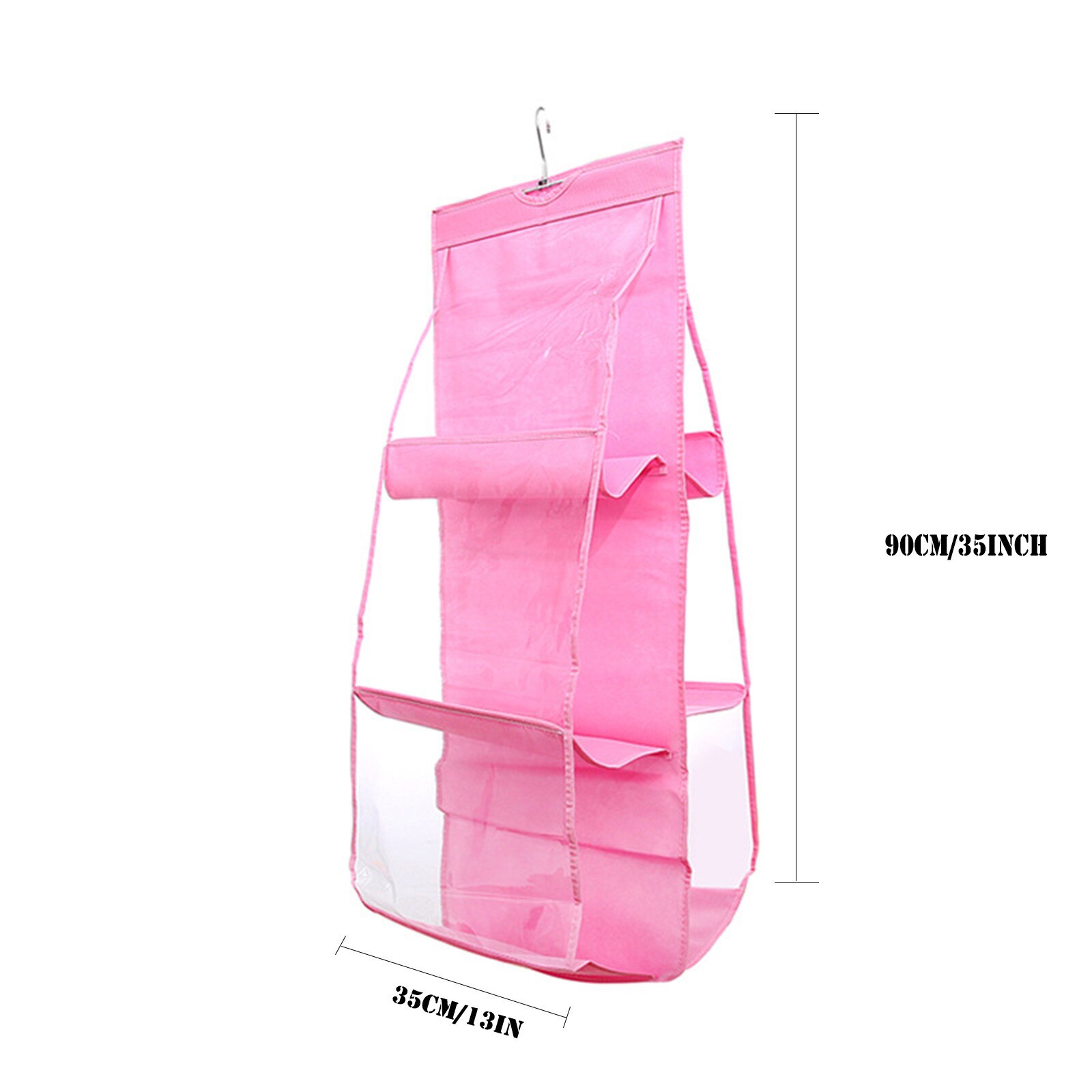 6 Pocket Hanging Handbag Organizer Door Wall Clear Sundry Shoe Bag Hanger Pouch For Wardrobe Closet Transparent Storage Bag