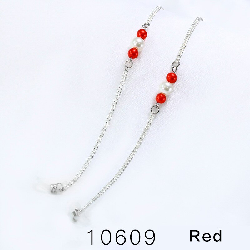 Zonnebril ketting metalen koorden casual parel kralen geometrische bril ketting voor mannen vrouwen gouden ketting: 10609 rode