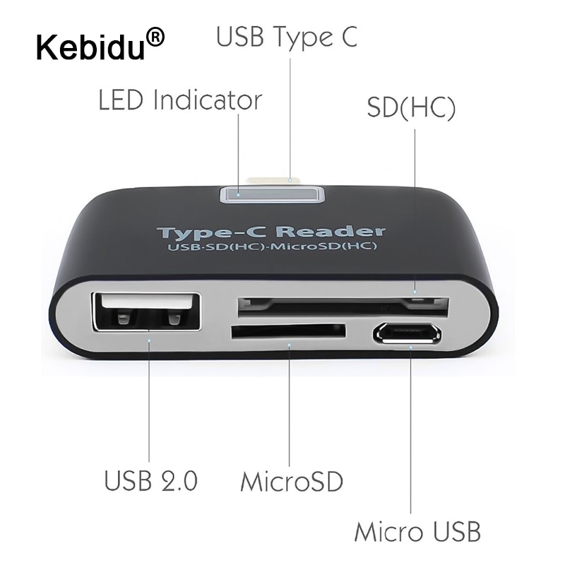 Kebidu multifunktionshukommelseskortadapter usb 3.1 type c usb-c tf sd otg kortlæser til mac-book telefon tablet kortlæsere