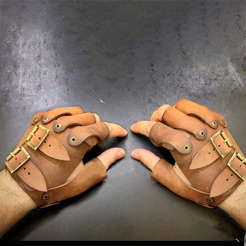 Guantes medievales de cuero Steampunk para hombres y mujeres, Battler, contacto completo, protección de brazo, armadura, accesorios, disfraz