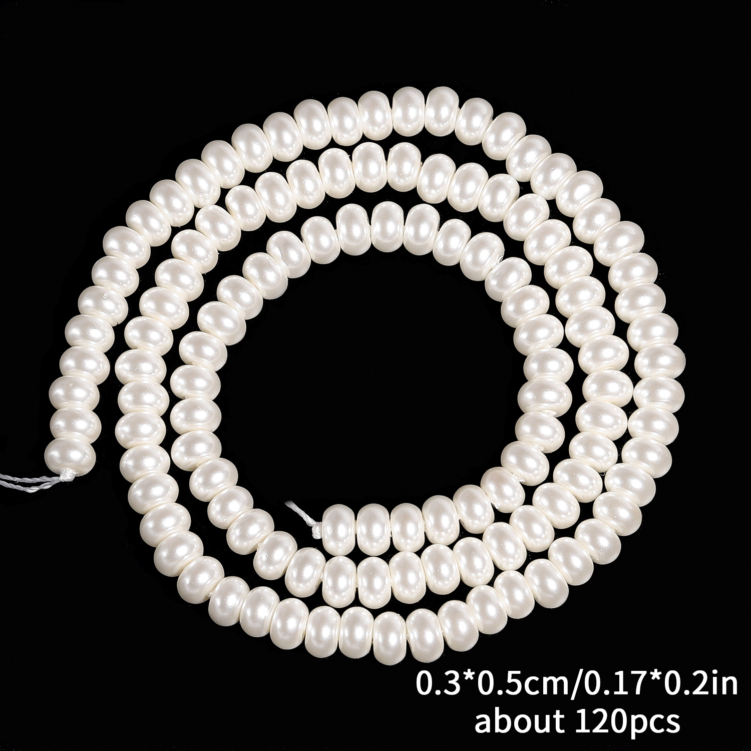 Perlas de imitación blancas redondas planas, cuentas sueltas de vidrio para joyería, costura, accesorios para pulseras y pendientes hechos a mano DIY: Negro