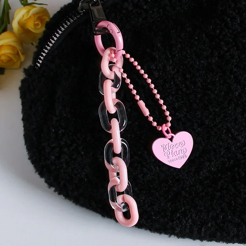 Porte-clés en forme de cœur, dessin animé doux, pendentif, chaîne créative, sac à la , accessoires de décoration suspendus,