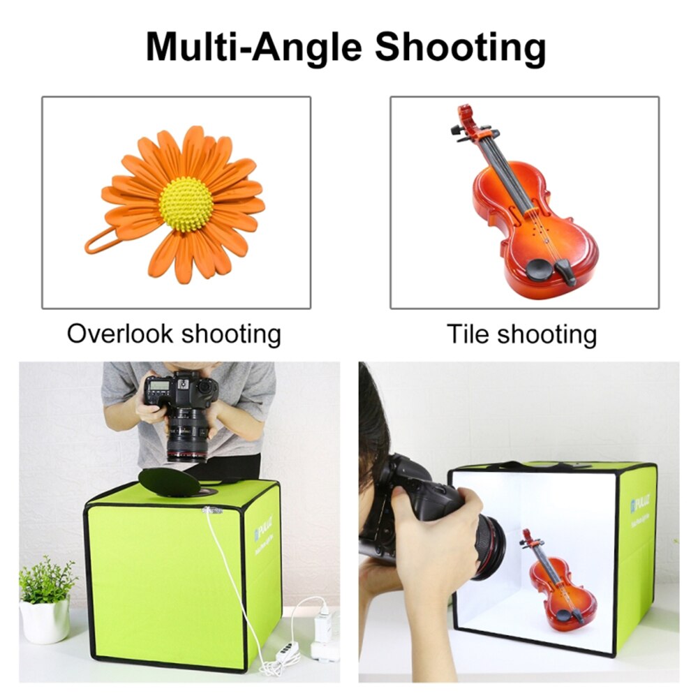 PULUZ Leuchtkasten Mini Foto Studio Licht Kasten mit 6 farbe Kulissen Foto Schießen Zelt Bausatz LED Licht Zimmer Faltbare Fotografie