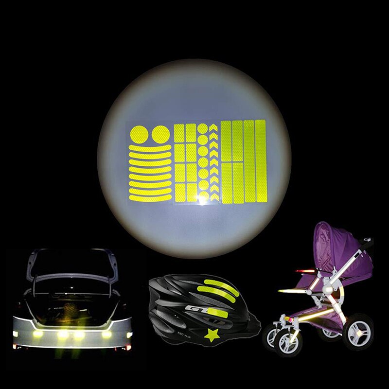 Bicycle Body Reflective Sticker Night Safety Logo Grid Stripe Warning Strip MTB Scooter Helmet Body Reflective Sticker