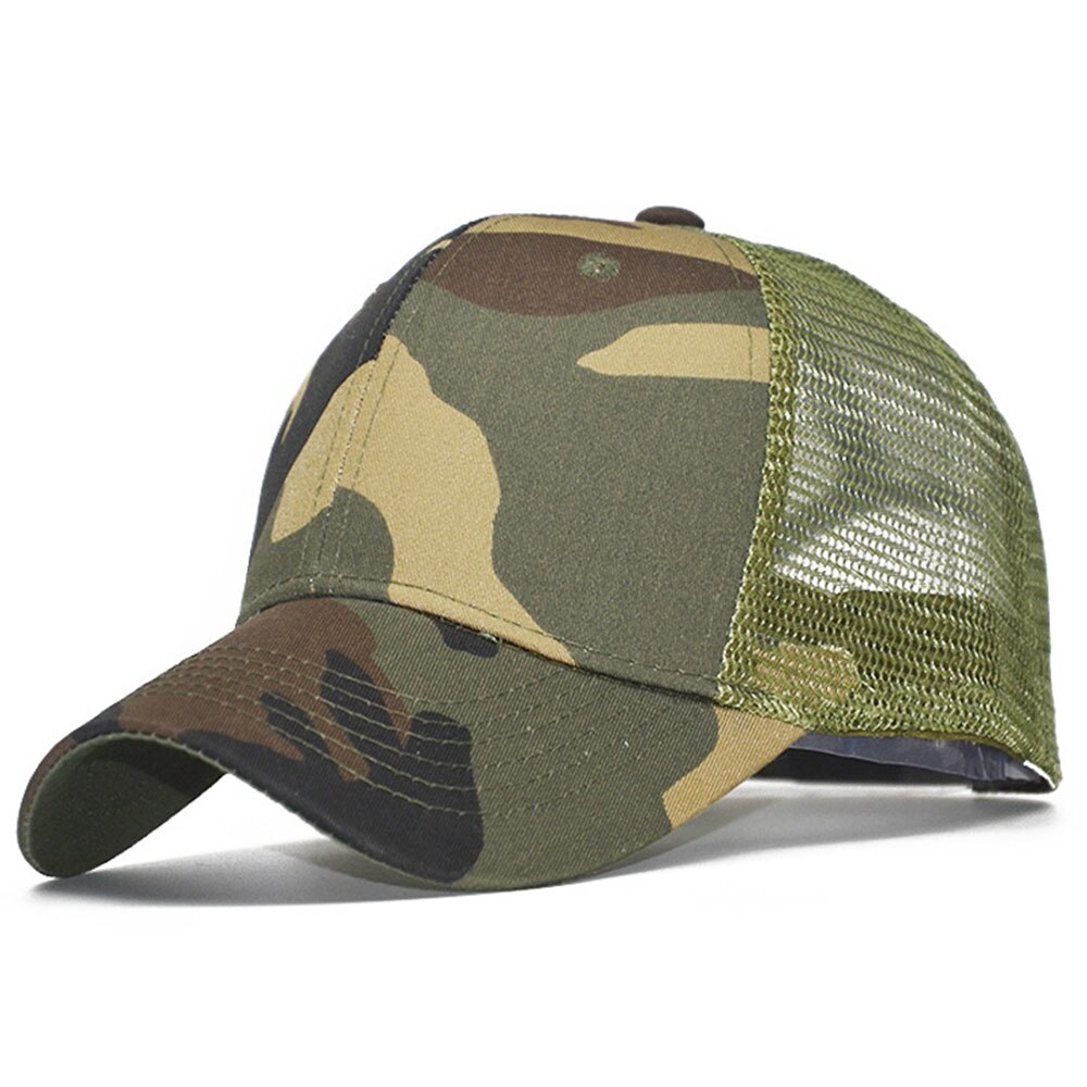 FS-gorras de camionero de camuflaje para hombre y mujer, gorros tácticos transpirables de malla, Gorra de béisbol de camuflaje verde,: Mesh Cap 3