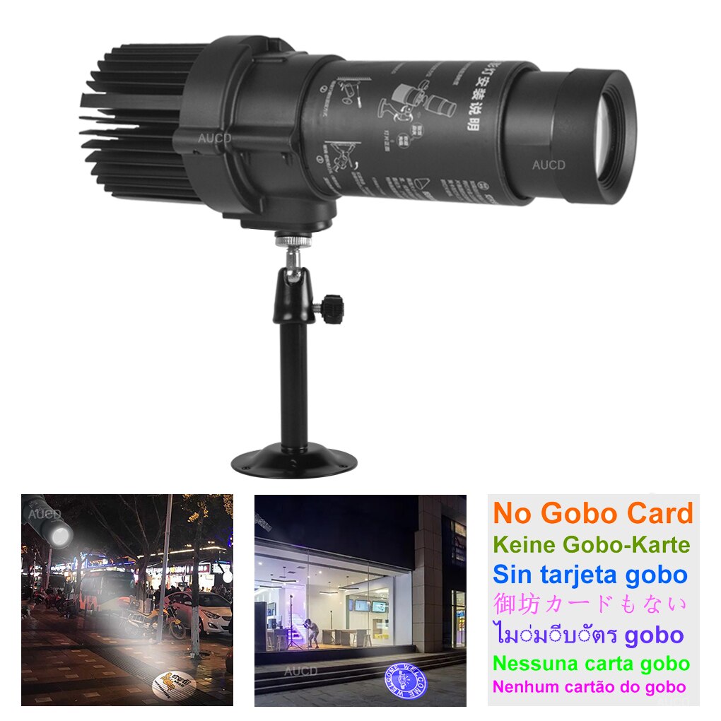 90-240VAC 20W LED HD Advertising Gobo Projector Show Lighting Show Zoom Lights Cafe Store Shop Outdoor Project AD Lamp NO Gobos