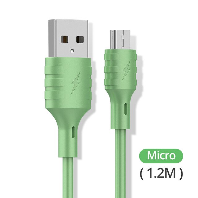 FONKEN kabel robić ładowarki telefonu komórkowego płynny silikonowy kabel USB typu C robić Huawei P30 kumpel 30 kabel mikro USB robić OPPO VIVO: zielony Micro kabel