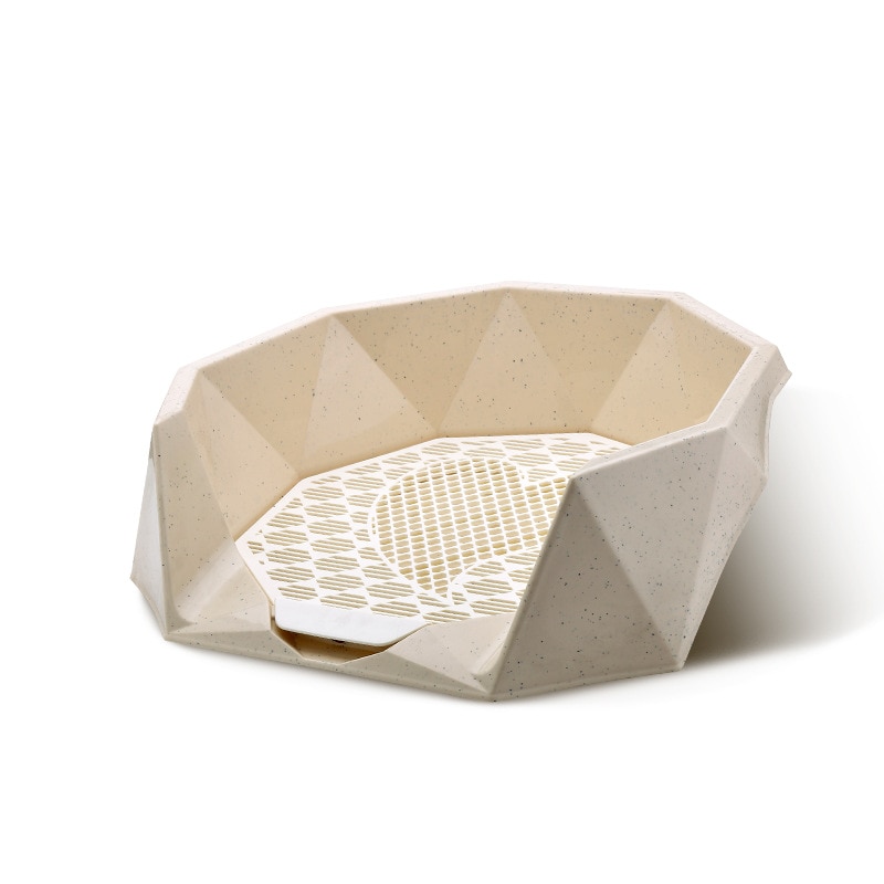 Arenero de plástico con geométrico para perros, Arenero de plástico colorido para entrenamiento de mascotas en interiores: Beige