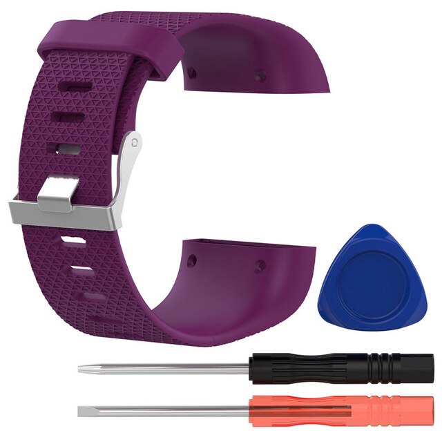 Silicone Replacement Watch Wrist Strap Band For Fitbit Surge Smartwatch Band Wristbands With Screwdriver Accessory Belt Bracelet: Purple / S Size