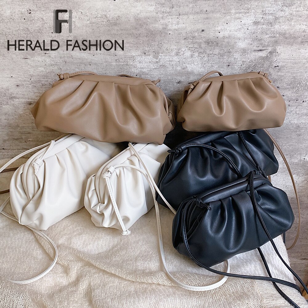 Herald jour pochette soirée sac à main sac femmes grand ruché oreiller sac en cuir pochette sac à main sac blanc noir vert