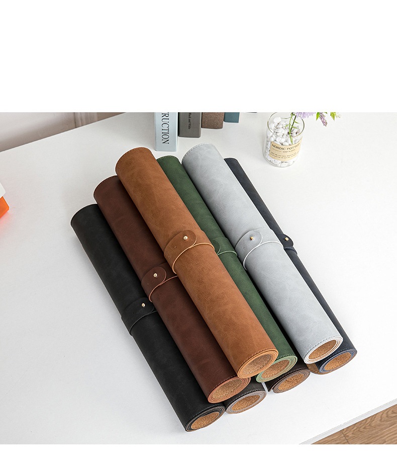 Dual-Sided Mouse Pad, Natural Cork & PU Leather Large Desk Pad for Office and Home Work, Desk Protector Non-Slip, Waterproof