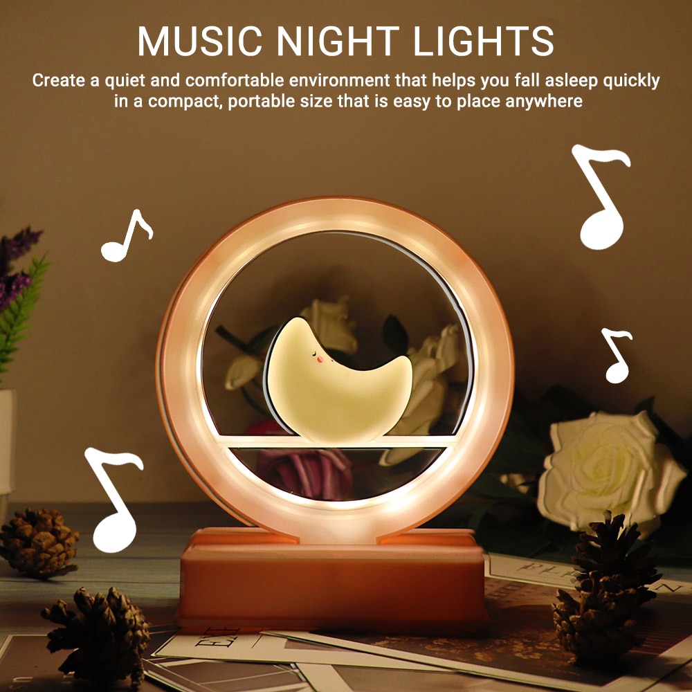 Muzikale Nachtlampje voor Baby 'S Kinderen LED Maan Lamp Leuke Verjaardag Kerstcadeaus Slaapkamer Nachtkastje Decoratieve Tafellamp