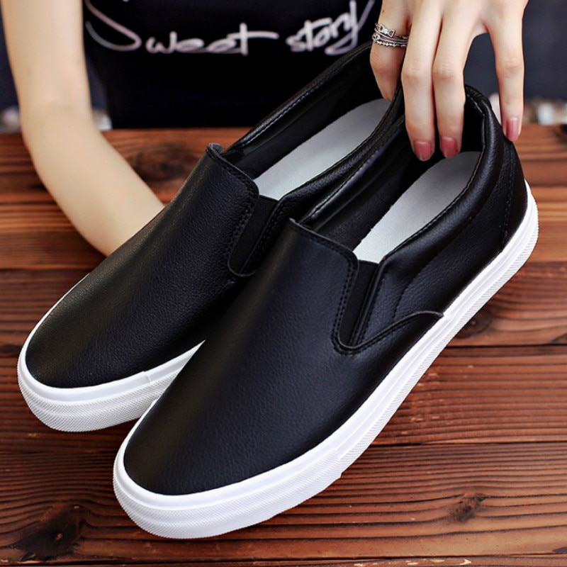 Forår og efterår hvide fritidssko til mænd sneakers loafers herresko street cool fodtøj lejligheder mandesko  u9-08