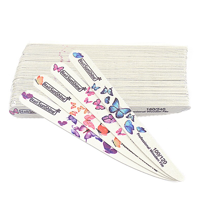 50 Stks/partij Nagelvijlen Double Side Professionele Nagels Bestand Sterke Schuurpapier Wasbare Art Nail Buffer File Professionele Accessoires