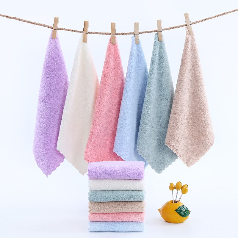 1PC Coral Fleece Square Scarf Thicken Soft And Absorbent Hand Towel Kitchen Car Wipe Towel Small Rag