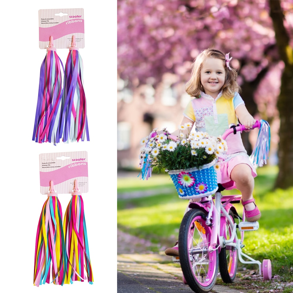 Cintas de borlas para manillar de bicicleta, cintas de colores para decoración de bicicleta, accesorios de ciclismo para niños, 2 uds.