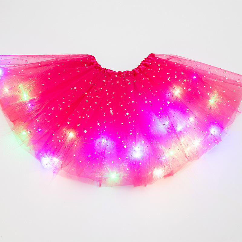 YOMDID Girls Tutu Skirts With Neon LED Light Glow Princess Ballet Stage Dance Short Dress Kids Fairy Miniskirt Birthday