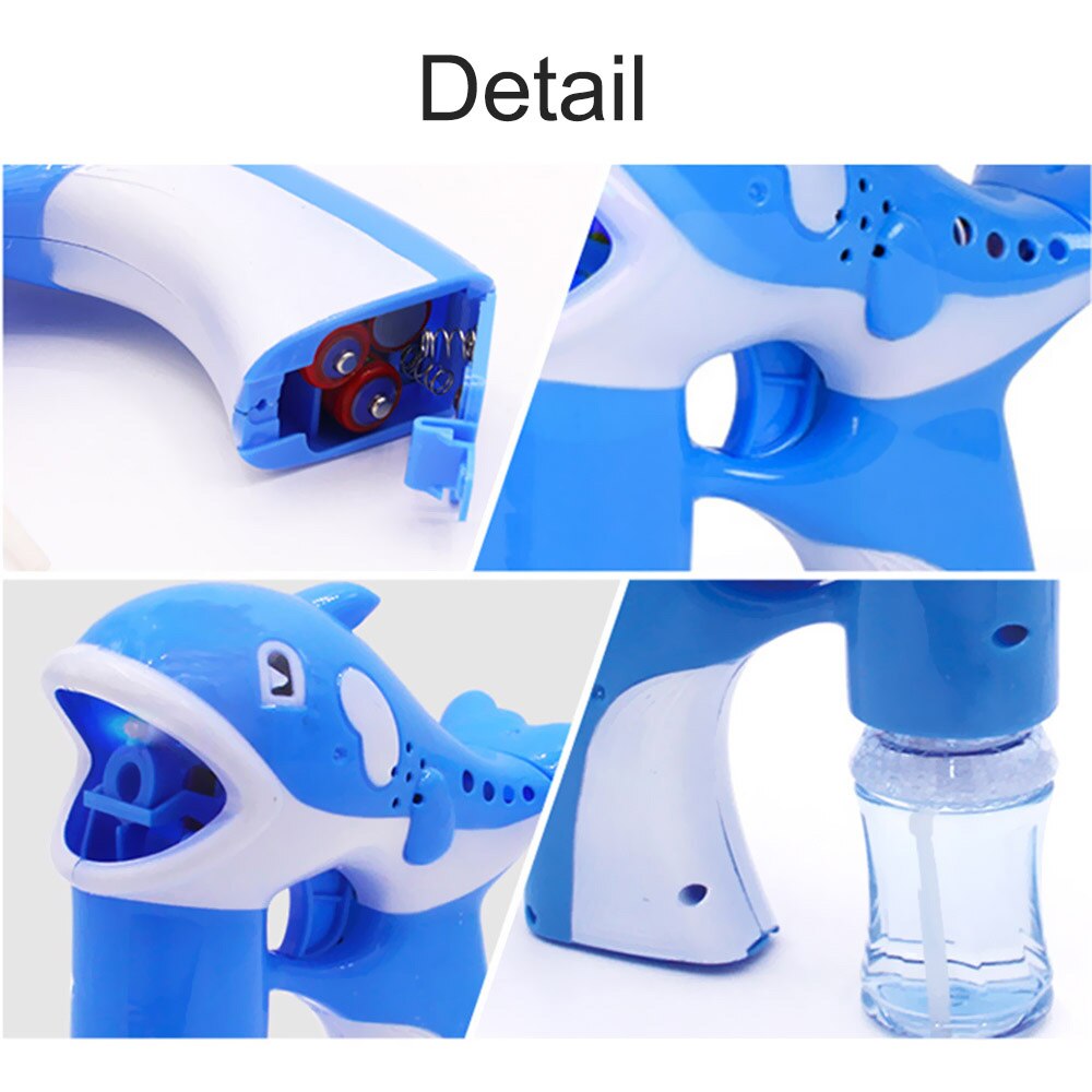 Dolphin Bubble Gun Electric Toys For Chirdren 2 Refill With Flashing LED Lights & Music Color Random