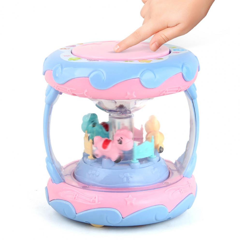 Children&#39;s hand drum toy portable hand drum with music and 3D projection lamp hand drum