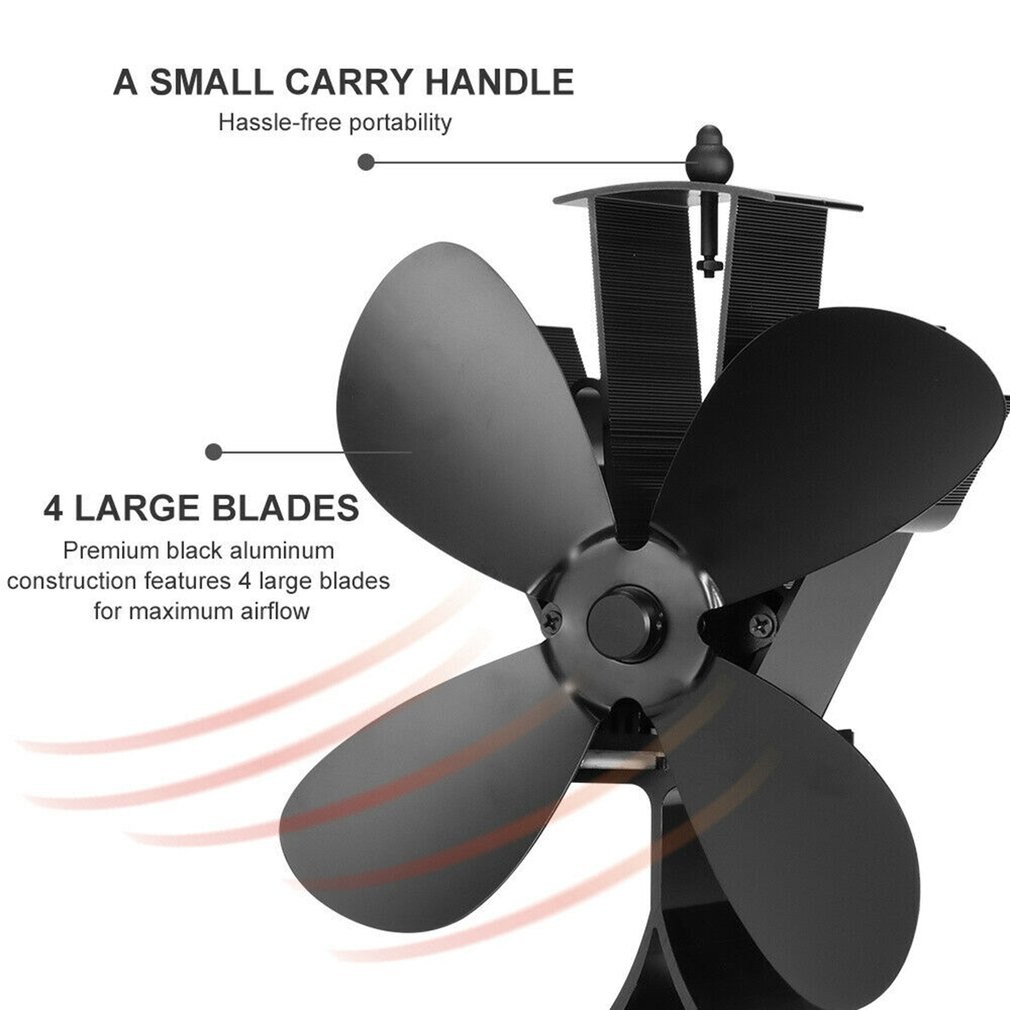 Thuis Stille Kachel Ventilator Met 4 Bladen Warmte Aangedreven Elektrische Ventilator Voor Haard Houtkachel Electricityless Warme Lucht