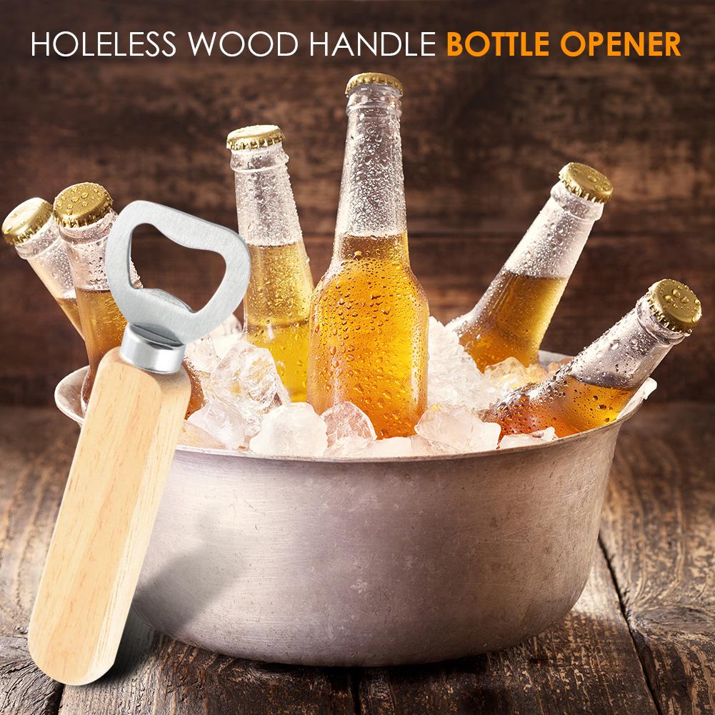 Wooden Handle Beer Bottle Opener Wine Beer Soda Glass Cap Opener Home Kitchen Bar Tools