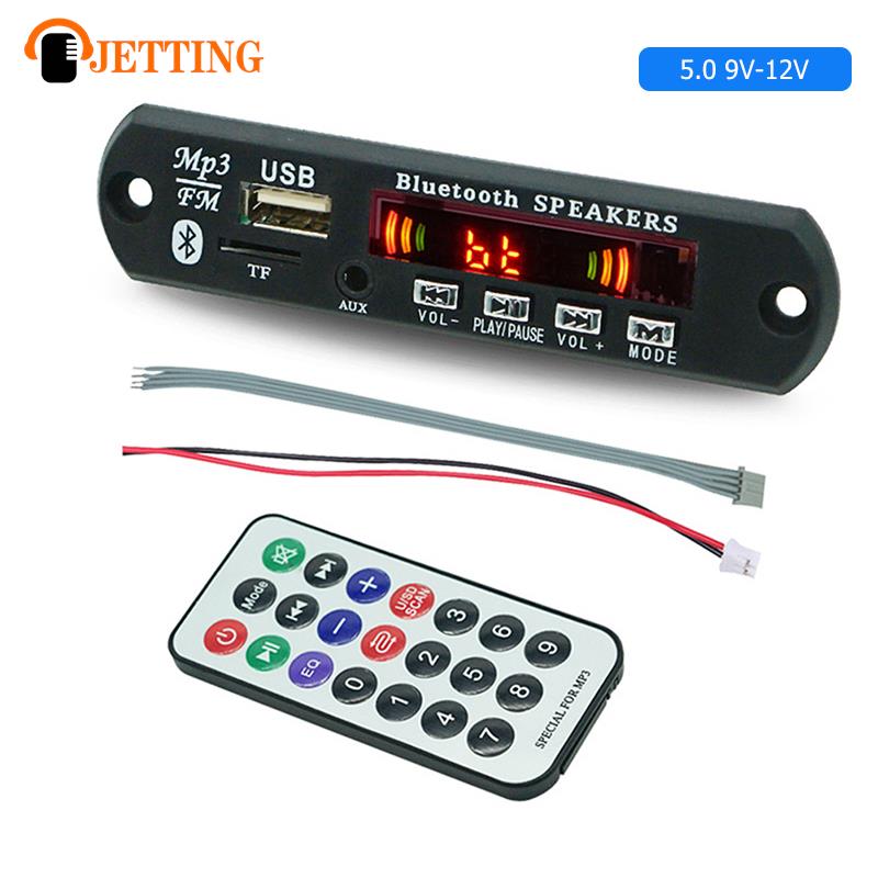 Placa decodificadora de carro sem fio com controle remoto, tela colorida, MP3 Player, WMA, áudio, USB, TF, rádio FM, Bluetooth 5.0, 9V-12V