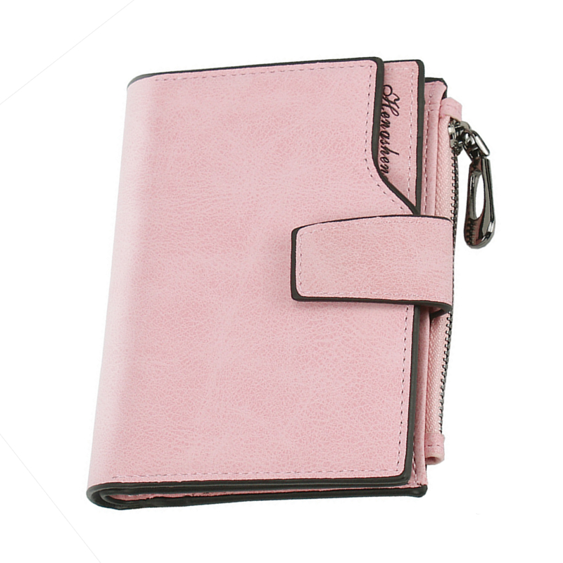 Leather Women Wallet Hasp Small and Slim Coin Pocket Purse Women Wallets Cards Holders Luxury Brand Wallets Purse: Brown