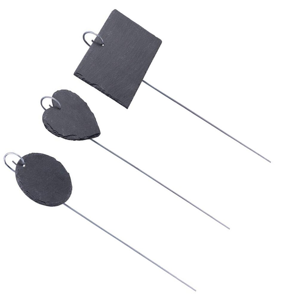 3 stk skifer haveetiketter mini tavle praktisk display skilt jern stang etiket plante identifikator til plantekasser blomsterbed  a35
