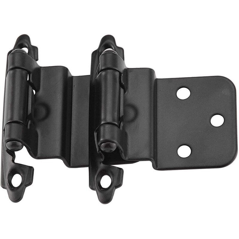 Face Mount Self Closing 3/8 inch Inset Black Cabinet Hinge Multi-Fold Overlay Cabinet Door Flush Hinges 16 Pack