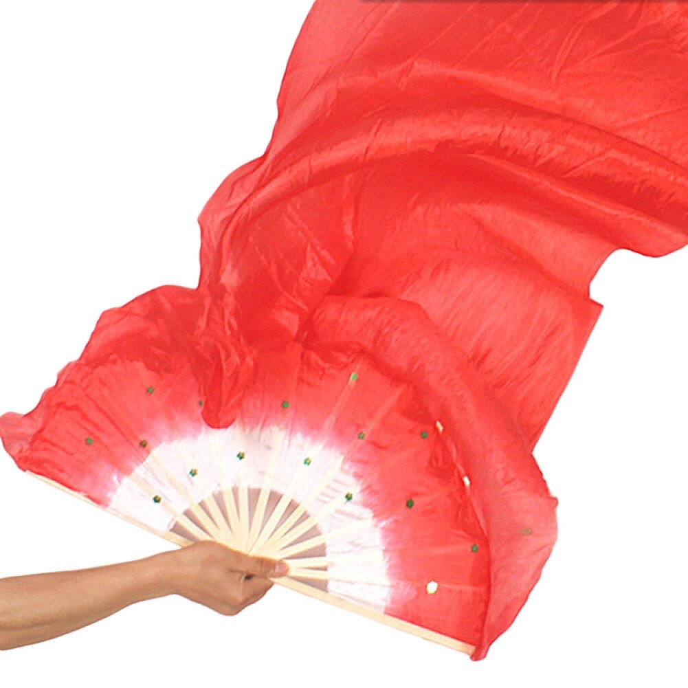 1.5m style chinois ventilateur bambou Imitation soie danse Kung Fu Tai Chi Fans scène Performance accessoires: Rouge