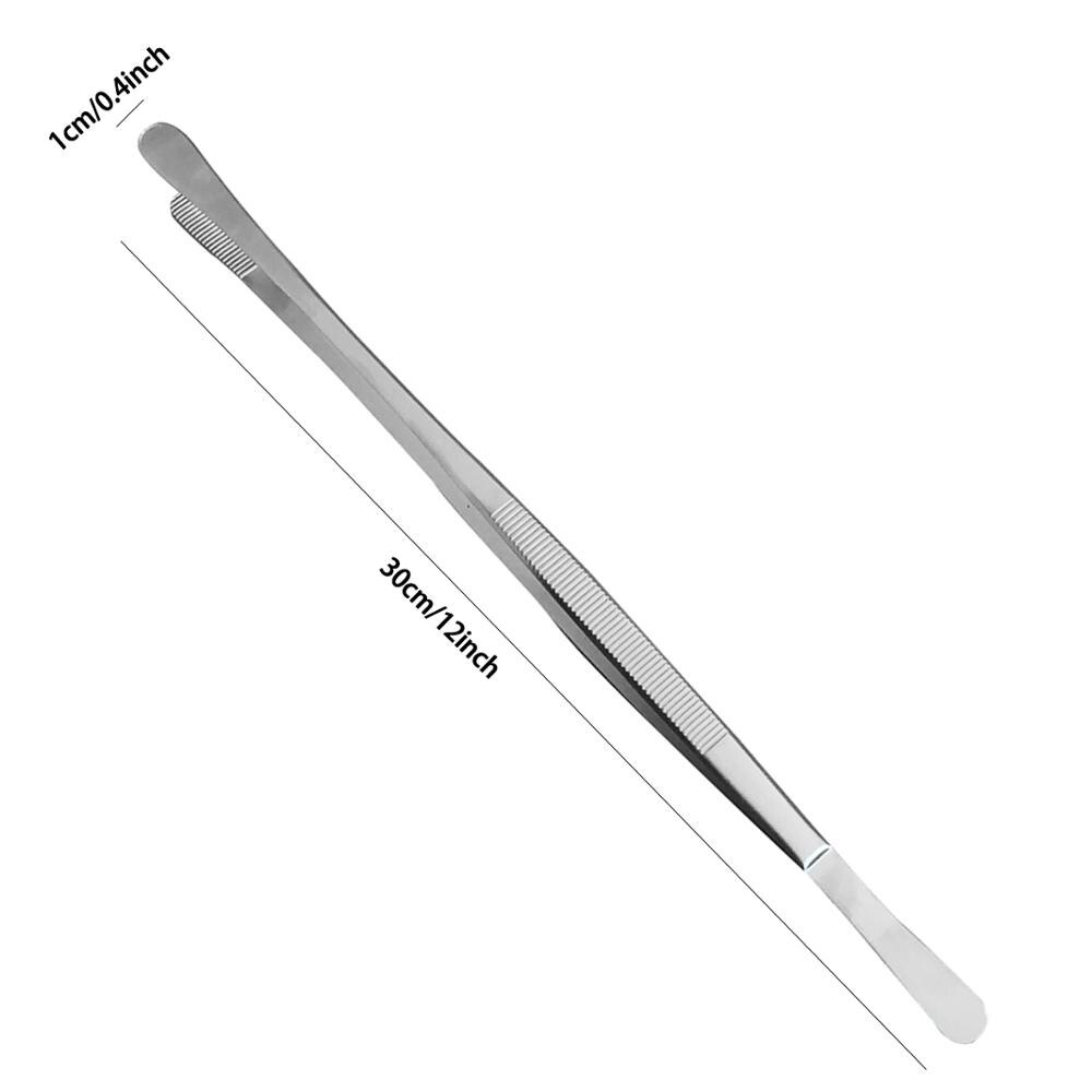 Pinzas Extra largas de acero inoxidable de 12 pulgadas pinzas para comida pinzas para carne barbacoa pinzas para carne con puntas dentadas de precisión