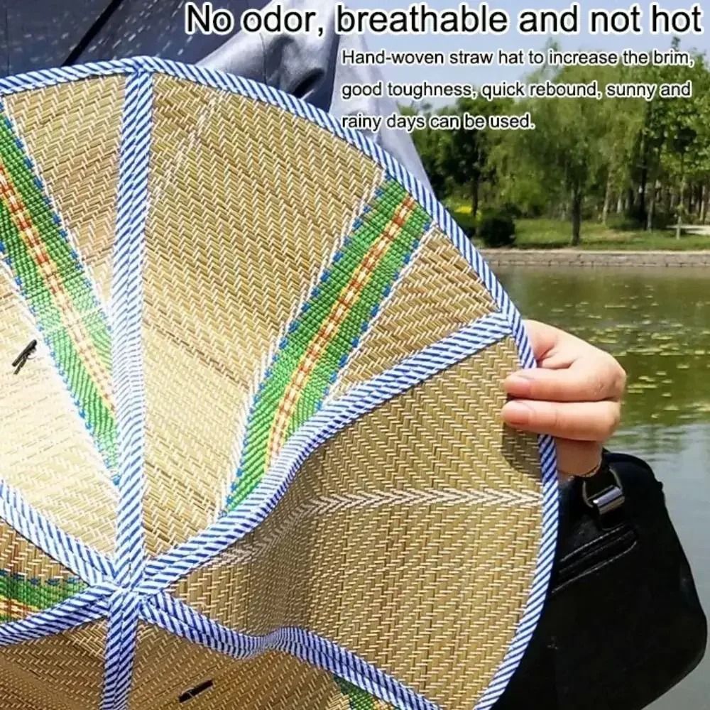 2 pçs dupla face dobrável palha chapéu de sol ajustável respirável pesca pára-sol bonés moda leve chapéu de proteção uv