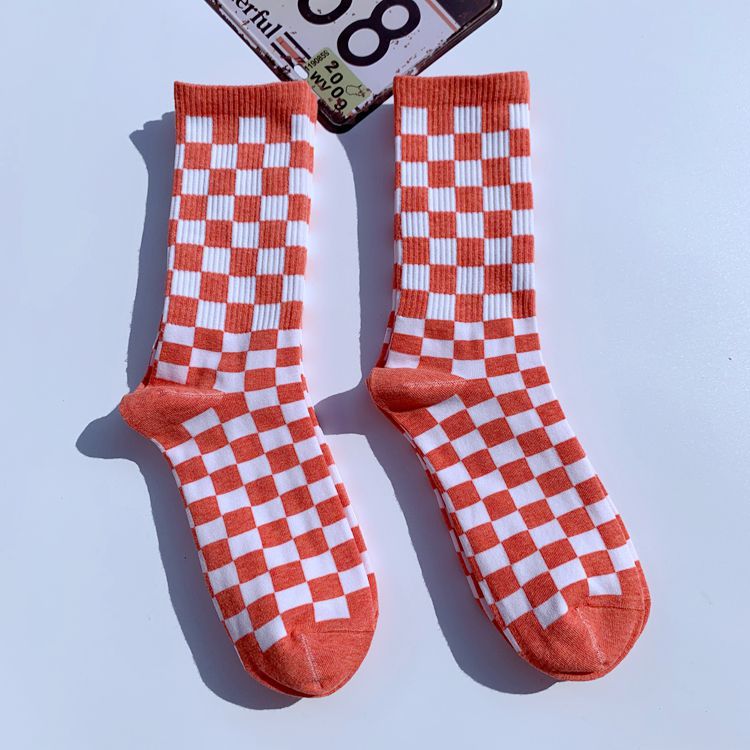 Korea Harajuku Überprüfen Socken Straße Sport Druck Skateboard Socken Hüfte hüpfen Geometrische Schachbrett Hüfte hüpfen Socken: 5