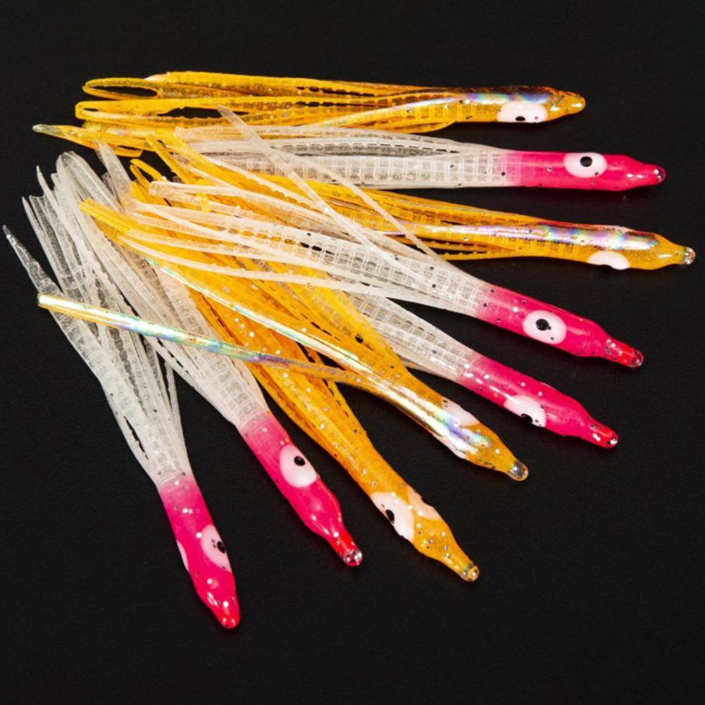 10Pcs Luminous Squid Skirts Soft Lure Pesca Squid Bait Night Fishing Lure Octopus Glow Rubber Artificial Bait Fishing Products
