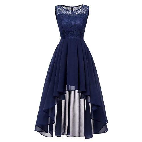 OML-536 # Sommer sexy Spitze Chiffon-violett Rosa Brautjungfer Kleider Kurze lange prom Party Kleid mädchen günstige frauen: dunkel Blau / 8