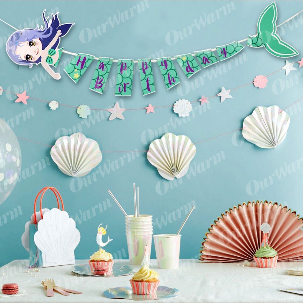 OurWarm Mermaid Boxes Little Mermaid Party Supplies Birthday Mermaid Favor Bag Banner Bracelet Baby Shower Candy Box