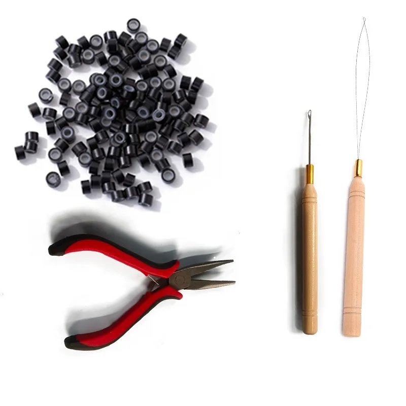 Silicone Clip Extension Hair Tool Kit Hair Extension Installation Tools Hair Weave Set Hair Extension Tool Kit Hair Weave Instal: Yellow