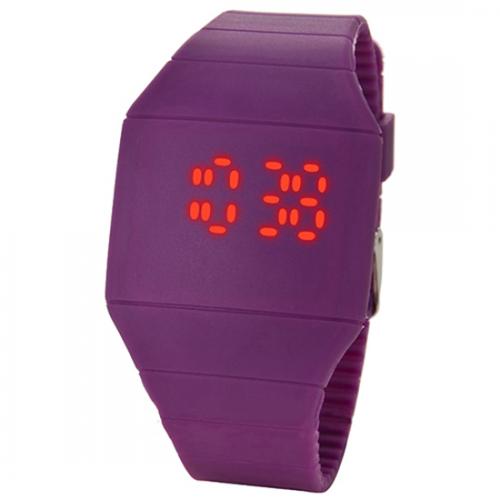 Heren dames touch digitaal led siliconen sporthorloge ultradun horloge dames led digitaal polshorloge: Paars