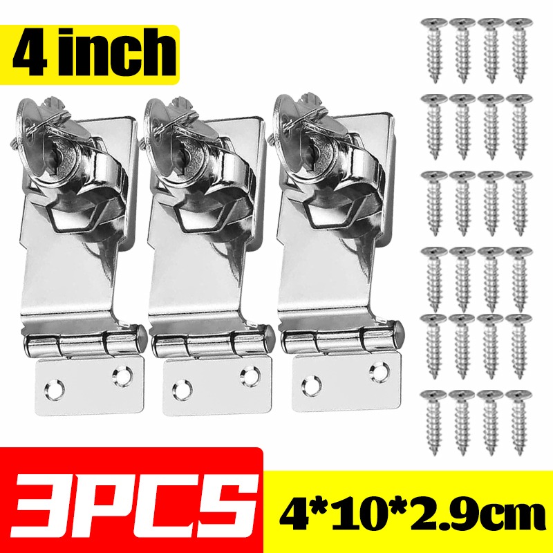 Locking Hasp Staple Keyed Hasp Locks Office Security Buckle Shed Cabinet Door Security Locker Drawer Latches Cupboard Padlock: WHITE