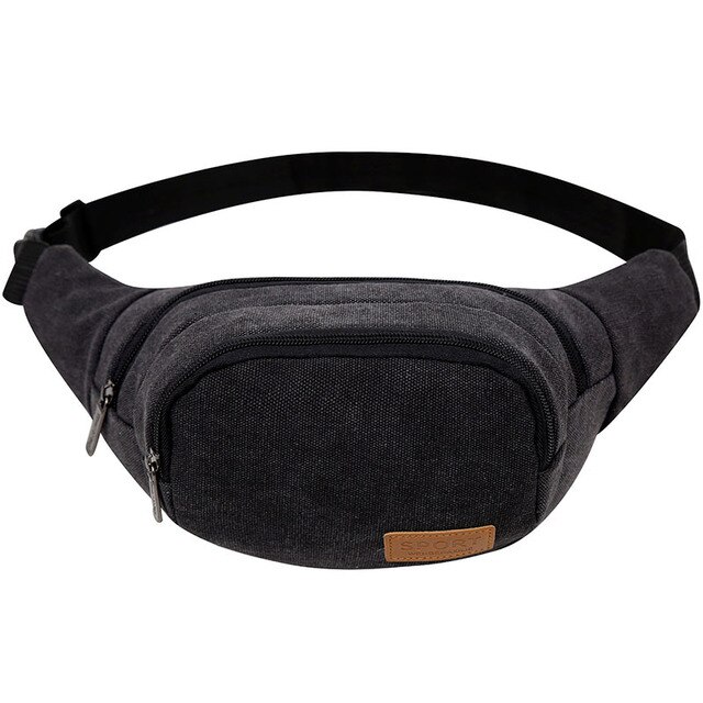 Vintage heren canvas heuptasjes heuptasje heren casual heuptasjes dames tas portemonnee kleine tassen zzq 01: Zwart